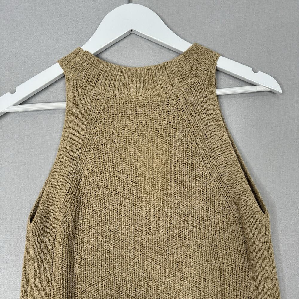 AnnieWear Womens Sweater Top Large Tan Halter Knit Tank Old Money Resort Boho - Picture 9 of 12